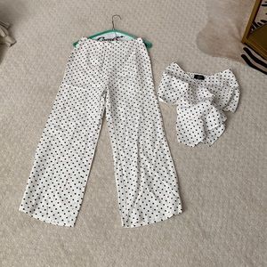Never worn black and white polka dot two piece set